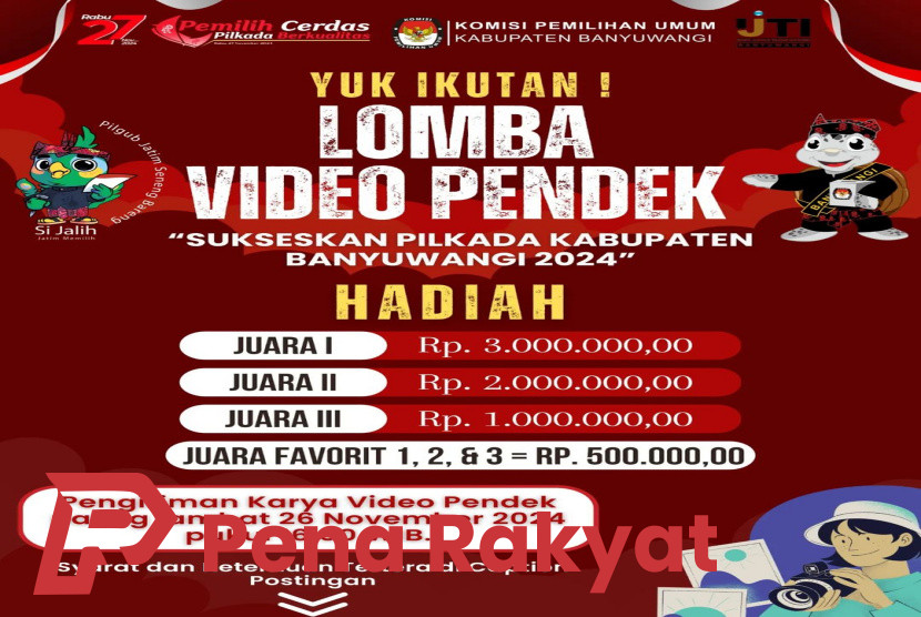 Ikut Lomba Video Pendek Pilkada Banyuwangi 2024, Menangkan Hadiah Menarik dan Dukung Pemilu Berkuali